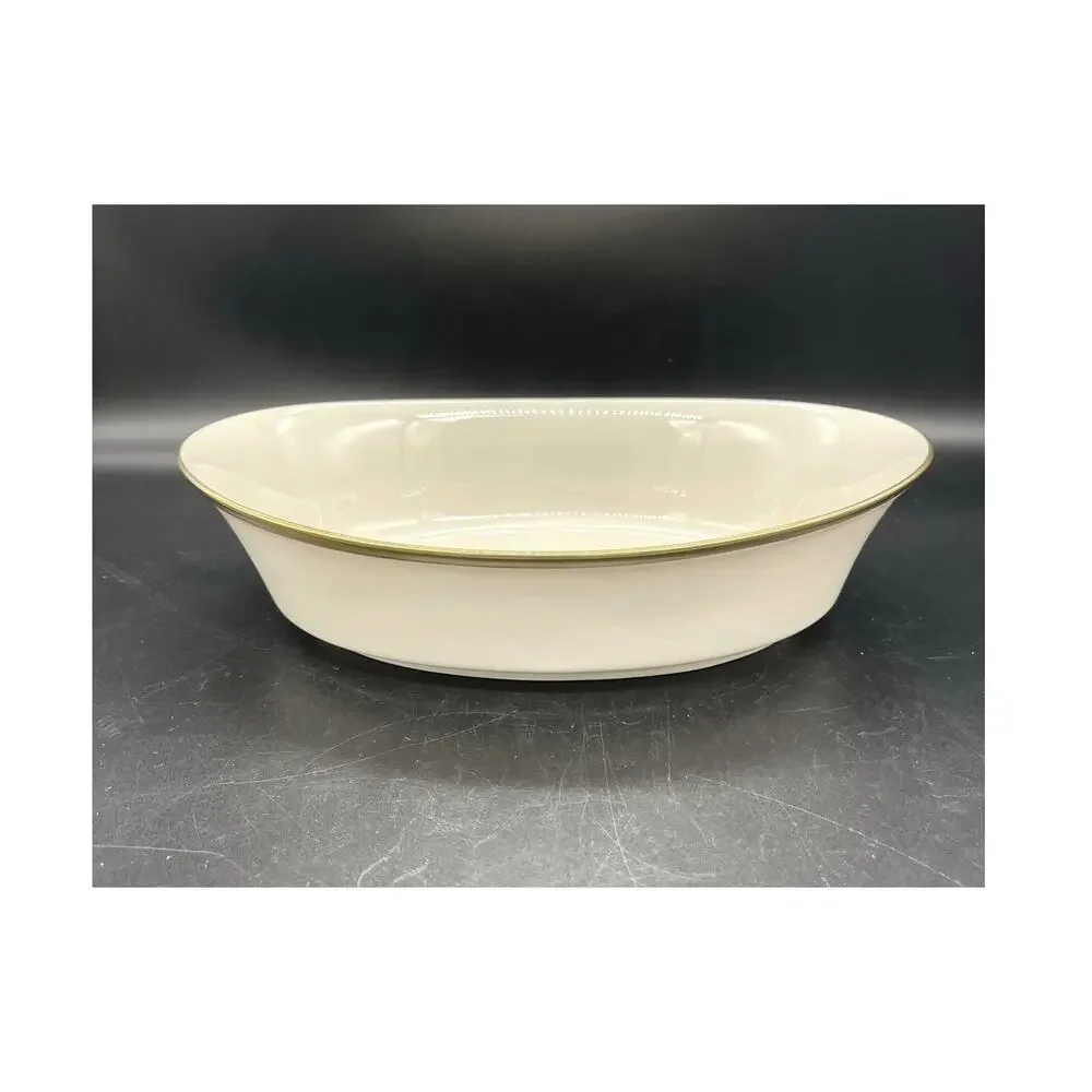 Lenox China Eternal Cream with Gold Trim Oval Serving Bowl 10
